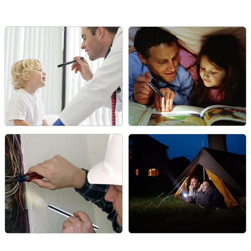 

2 Pcs/Set LED Flashlight Nurse Pen Light Mini Inspection Lamp Powered By AAA Batteries Emergency Torch Light