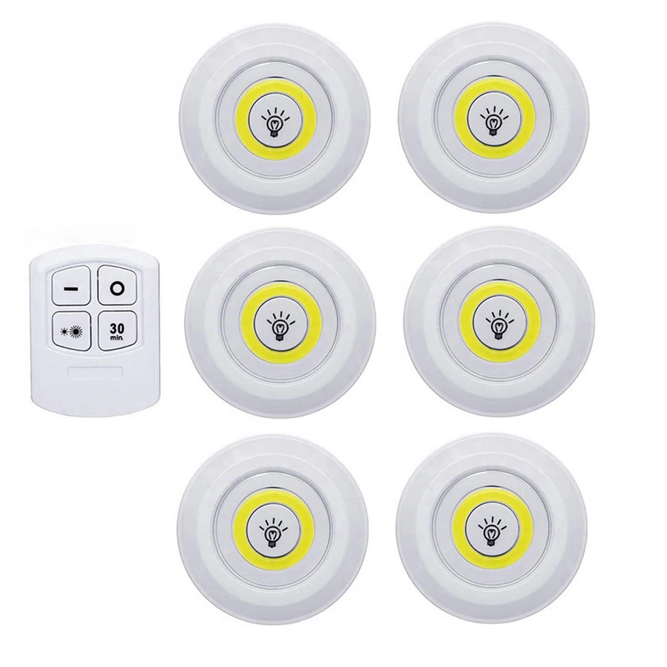 3 5 10 pieces 3w under cabinet light led wireless bedroom lights remote control dimmable wardrobe night lamp for closet kitchen free global shipping