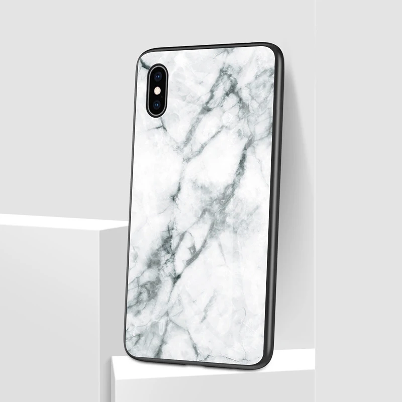 Чехол-накладка для iPhone XS Max XR 8 Plus 7 6 6S из закаленного стекла с мраморным рисунком |