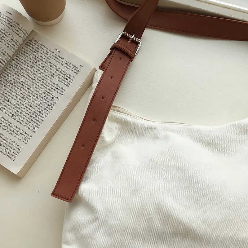 

Simple Casual Women Canvas Shoulder Bags Large Capacity Crossbody Bag Female Fashion Patchwork Canvas Bags Lady Travel Purse Bag