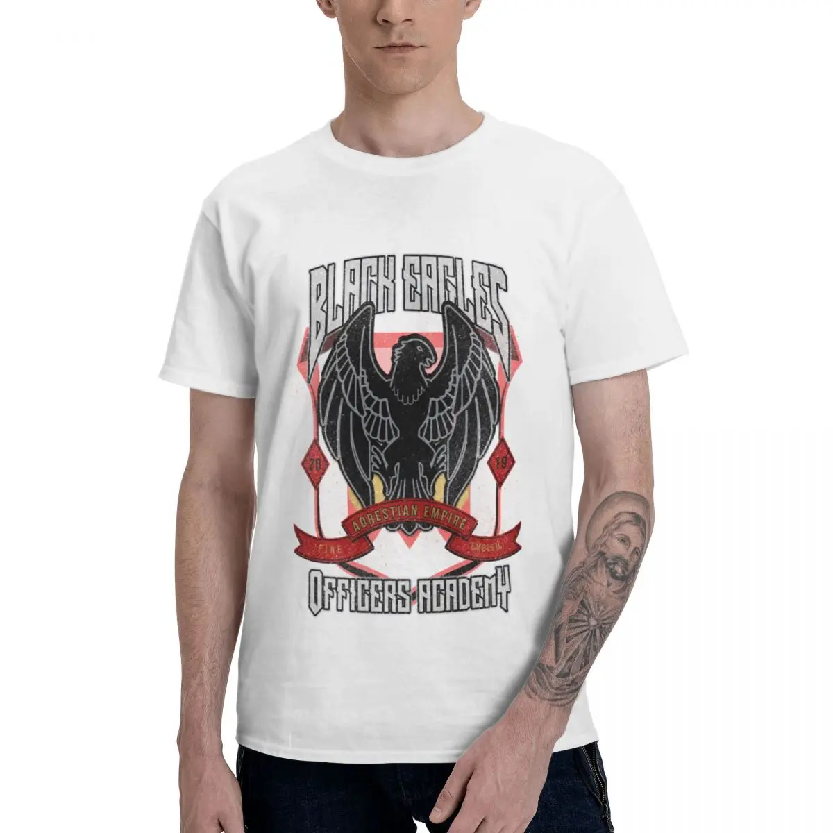 

Black Eagles Crest T Shirts Pure Cotton Crewneck Men T-Shirts Short Sleeve Oversized Unisex Tees Tops