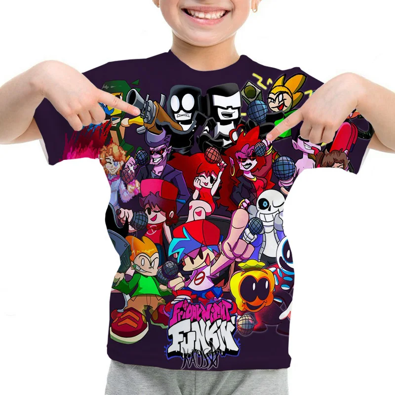 

Children Friday Night Funkin T Shirts Kids Cartoon Short Sleeve Anime T-shirt Summer Tshirt Toddler Harajuku Tee Tops Camiseta