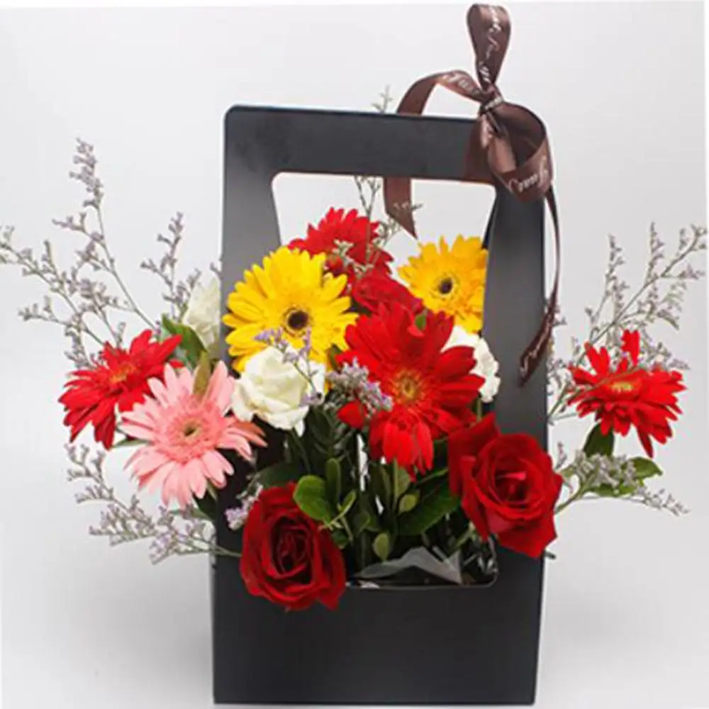 

PVC Bouquet Flower Boxes Round Living Vases Florist Box Flower Plant Boxes Gift
