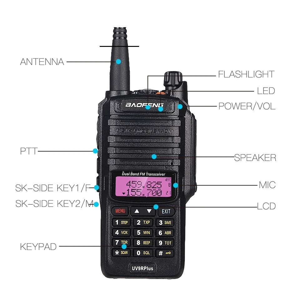Высокая мощность 10 Вт UV-9R плюс Водонепроницаемый IP68 Baofeng профессиональная рация
