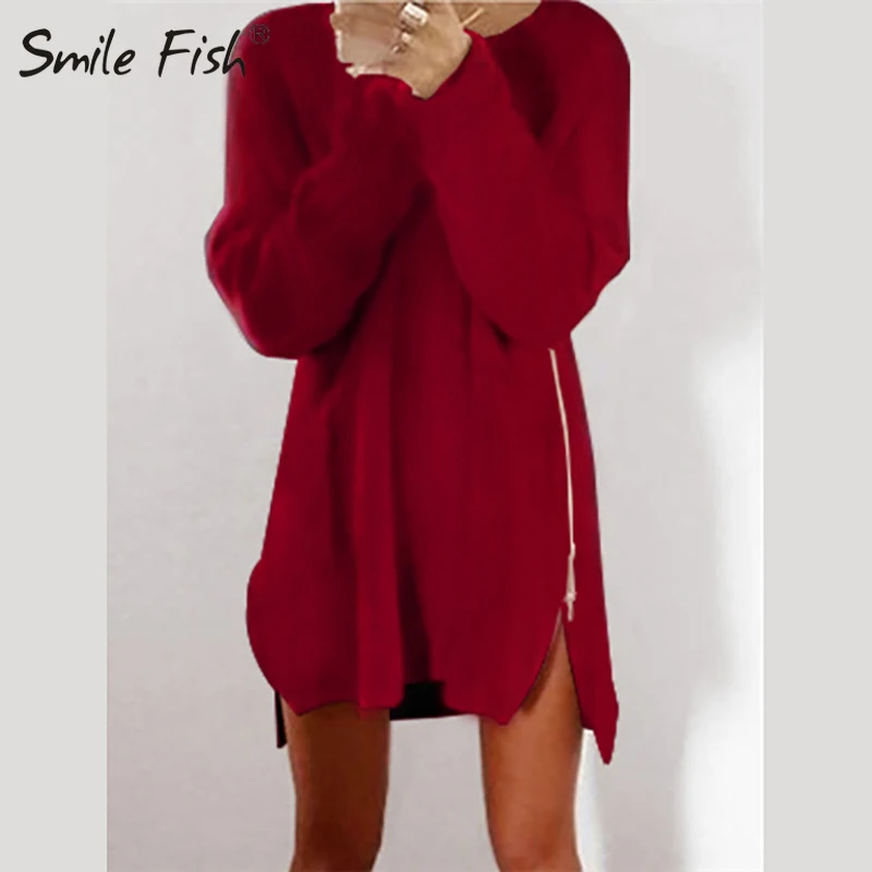 Повседневное свободное платье-свитер для девочек с круглым вырезом на осень и