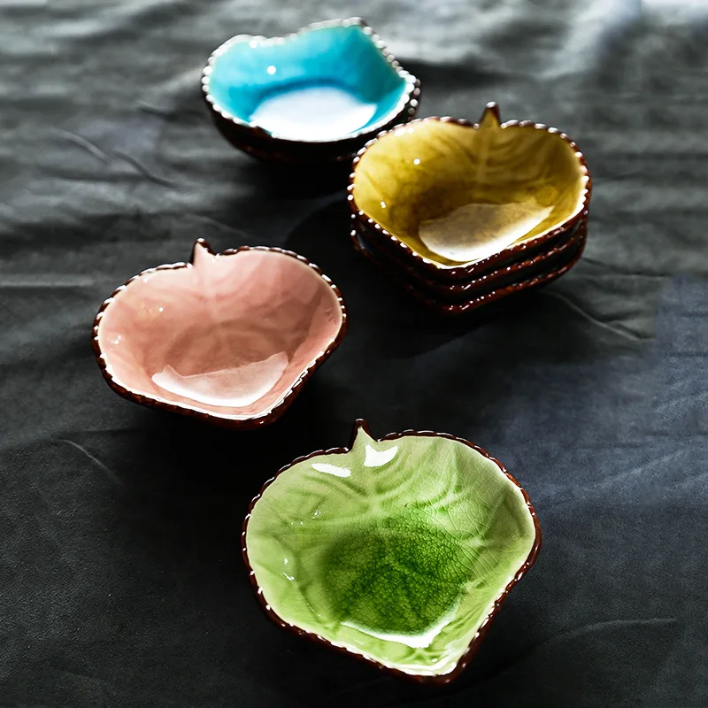 Керамические блюда в форме листьев с трещинами фарфоровые подносы под глазурью