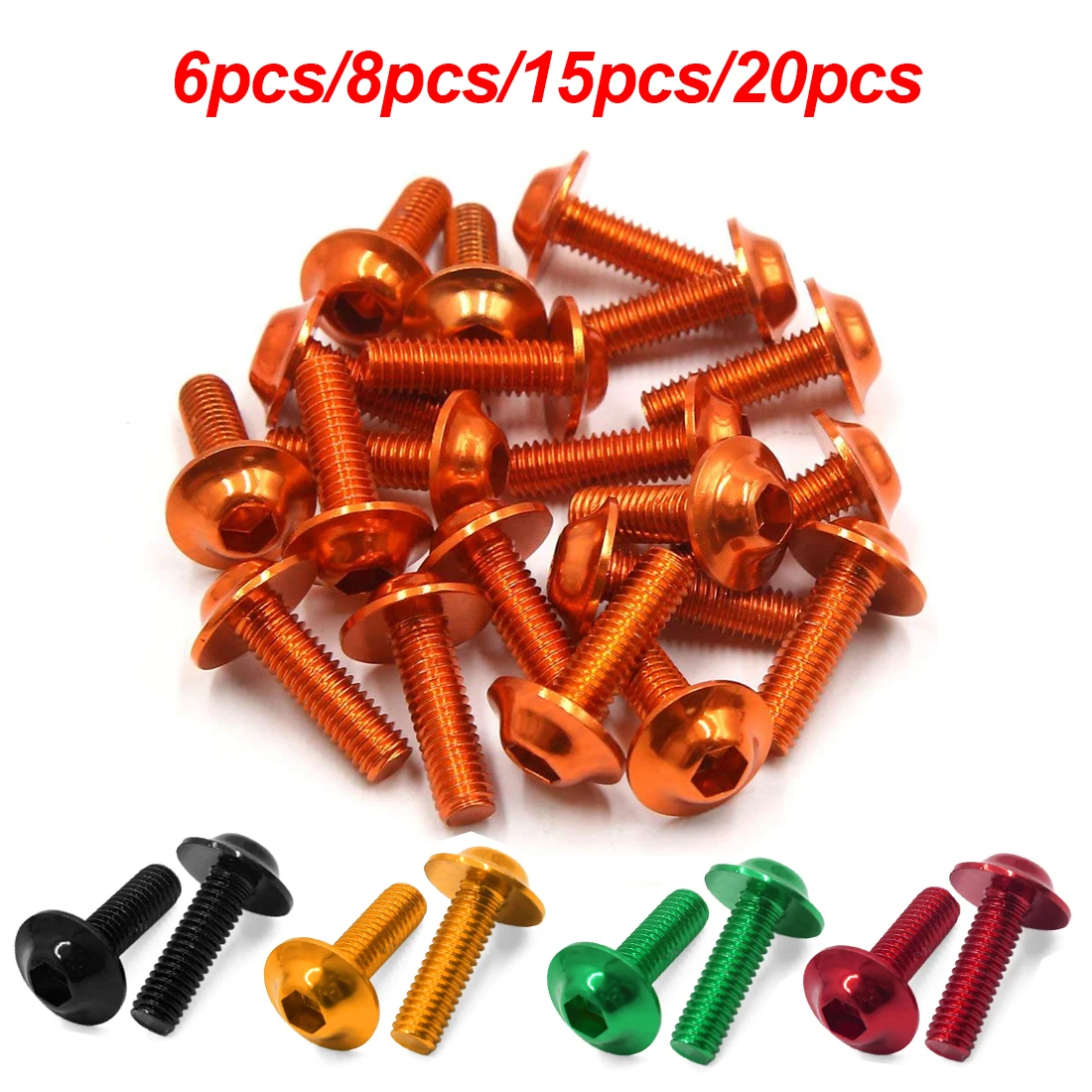 

X Autohaux M6x20mm Orange Hexagon License Plates Fairing Bolts Screw Nut 6/8/15/20pcs Universal For Motorcycle Scooters