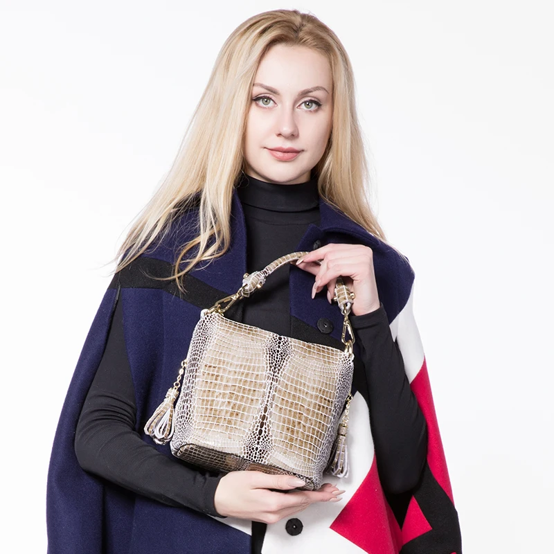 Realer брендовая натуральная кожа женские сумки с узором крокодиловая клапаном