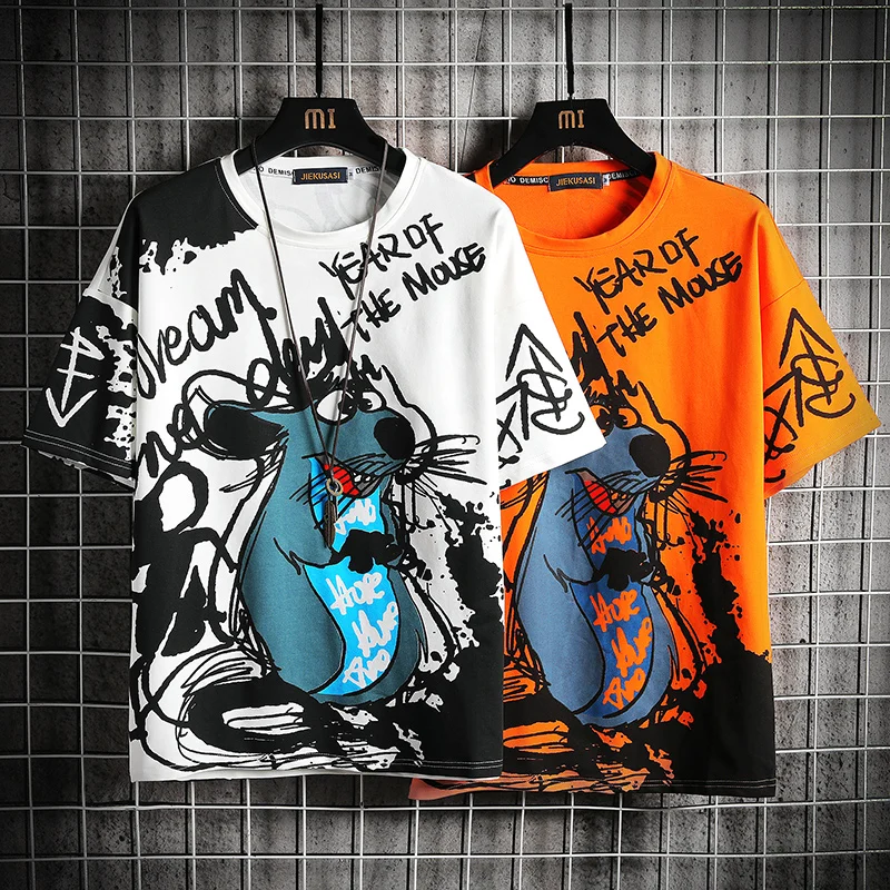 Мужская футболка с коротким рукавом и забавным принтом летняя повседневная