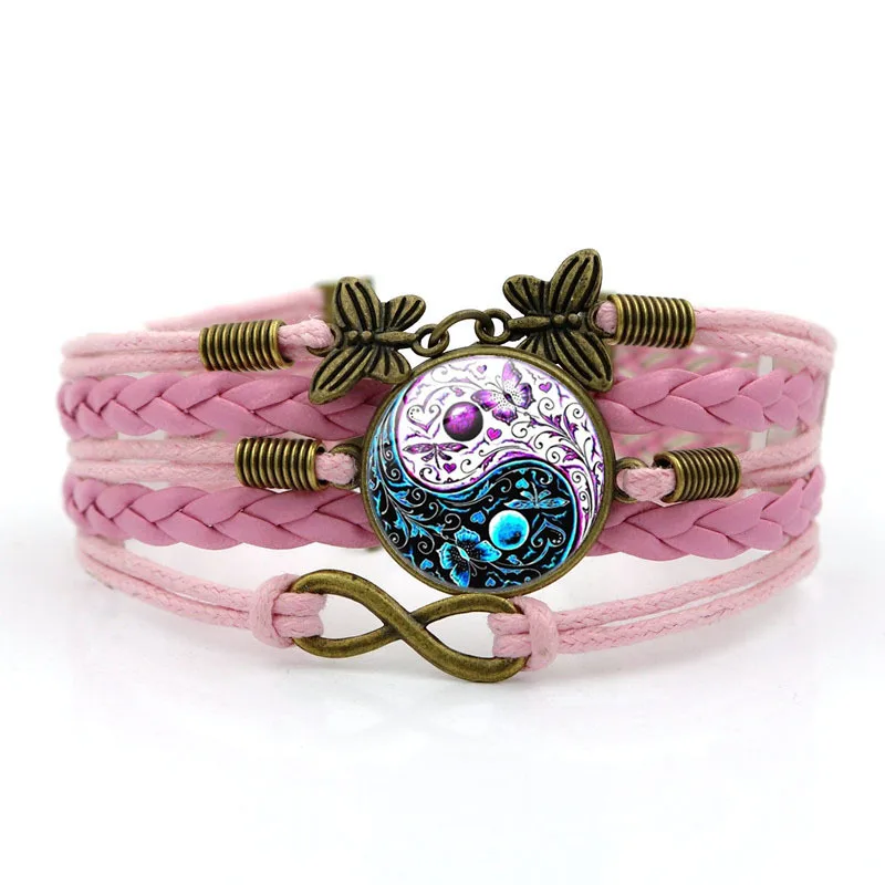 

2020Yin Yang Tai Chi Bracelet Leather Bracelet Jewelry Bohemian Crystal Bracelet Wrap Bracelet Men and Women Bransoletki Damskie