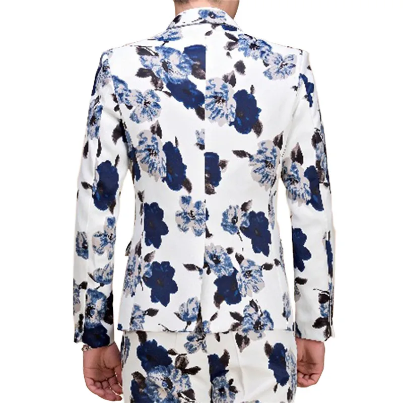 Пиджак мужской с белыми цветами в английском стиле|Костюмные пиджаки| |