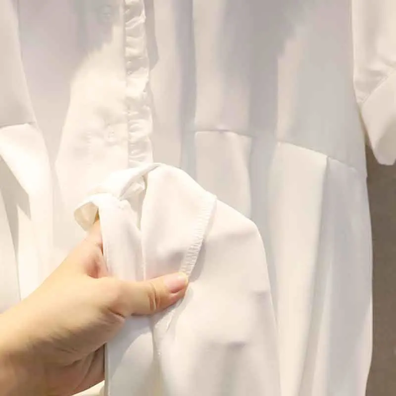 

XITAO New Solid Color Dress Peter Pan Collar Fashion Edible Tree Fungus Splicing Women 2021 Summer Simplicity All-match WMD0430