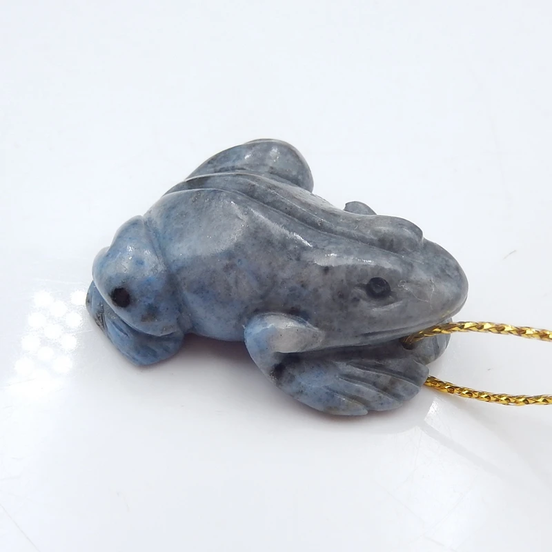 

New Design Natural Gemstone Blue Kyanite Carved Frog Fashion diy necklace pendants,Semiprecious stone Jewelry 34x29x13mm,16g
