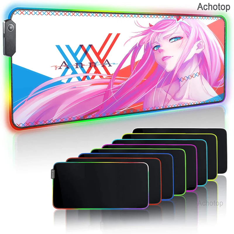 

Zero Two Darling in the FranXX Anime RGB Gaming Mouse Pad Gamer Computer Mousepad Backlit Mause Large Desk Keyboard LED Mice Mat