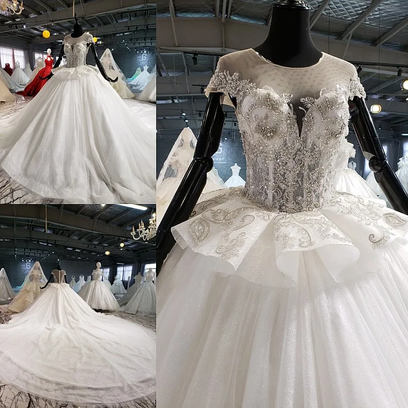 Traje De Novia Blanco оптовая продажа роскошное платье с рукавами-крылышками на шнуровке