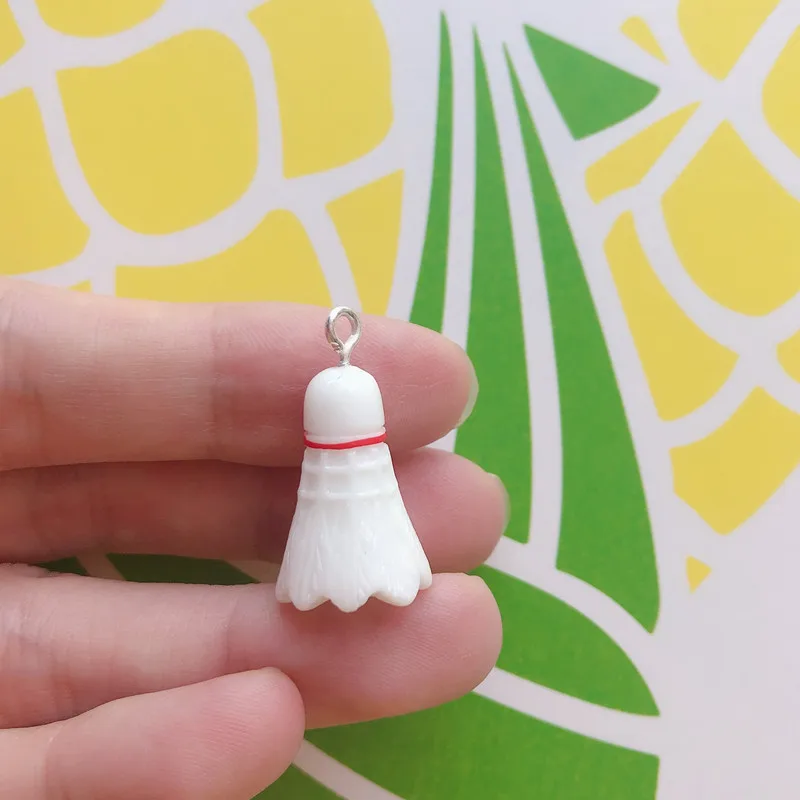 10pcs/pack Sport Basketball Football Badminton Resin Charms Pendant Earring Keychain DIY Fashion Jewelry Accessories 3D Style - купить по