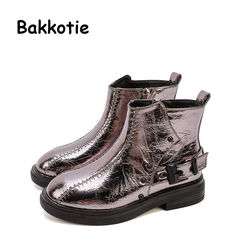 Bakkotie/2019 г. Новые модные детские ботинки осенние черные Брендовые ботильоны на