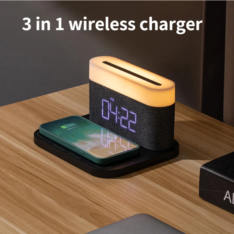 

15W Fast Wireless Charging Lamp Digital Alarm Clock Handheld Magnetic Night LED for iPhone 13 12 11 Wireless Charging Stand