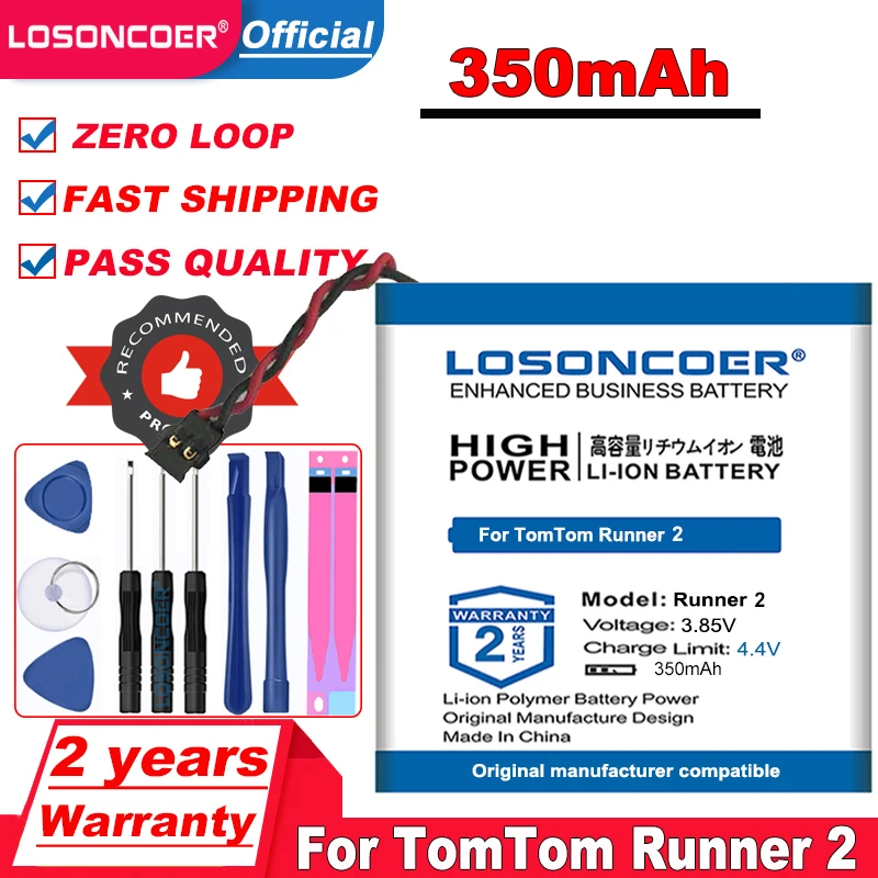100% новый аккумулятор LOSONCOER 350 мАч для смарт часов TomTom Runner 2|Аккумуляторы мобильных