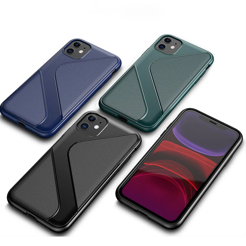Силиконовый чехол в полоску для iPhone 11 Pro MAX X XR XS ультра тонкий Противоскользящий