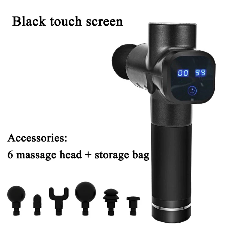 Black Muscle Massage Gun Deep Tissue Massager Pain Relief Therapy Vibration Fitness Gym Body Relaxation Apparatus Slimming Shaping - Цвет: Black