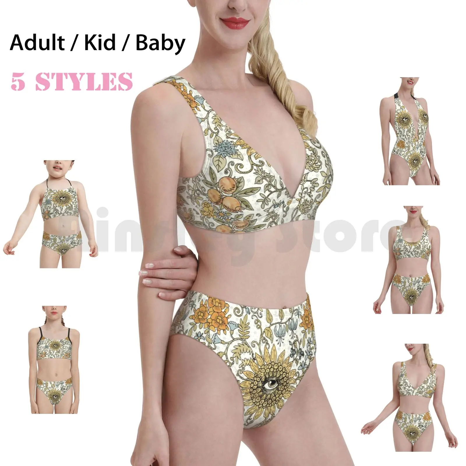 

Mutant Helianthus Floral Swimwear Bikini 1 Piece Women 2 Pieces Mutant Helianthus Marit Cooper Fantastical Sunflower
