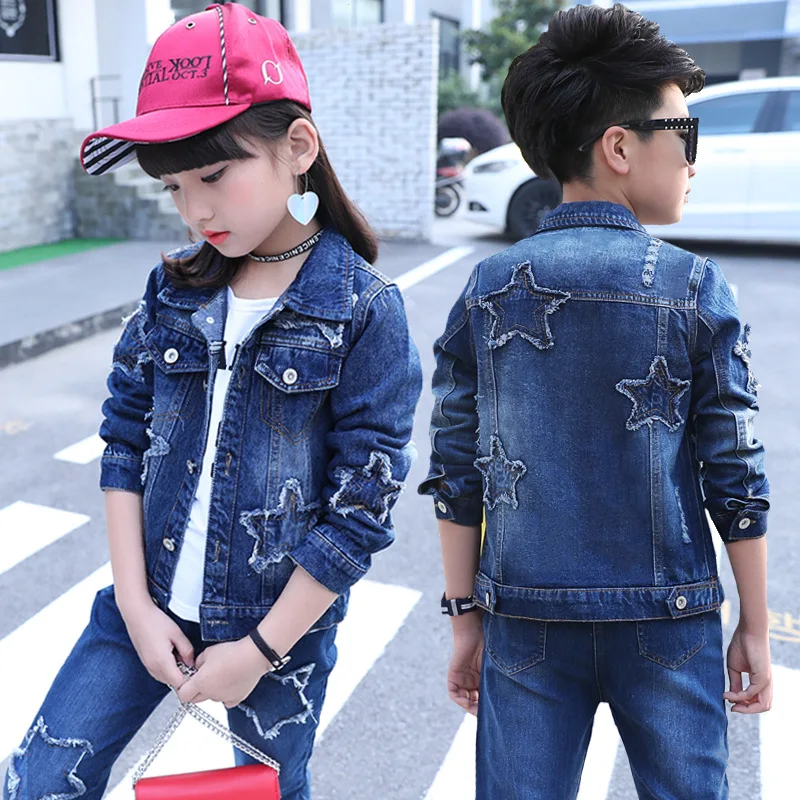 

Children's Denim suit 2021 new spring and autumn girls' suit three piece long sleeve fashion