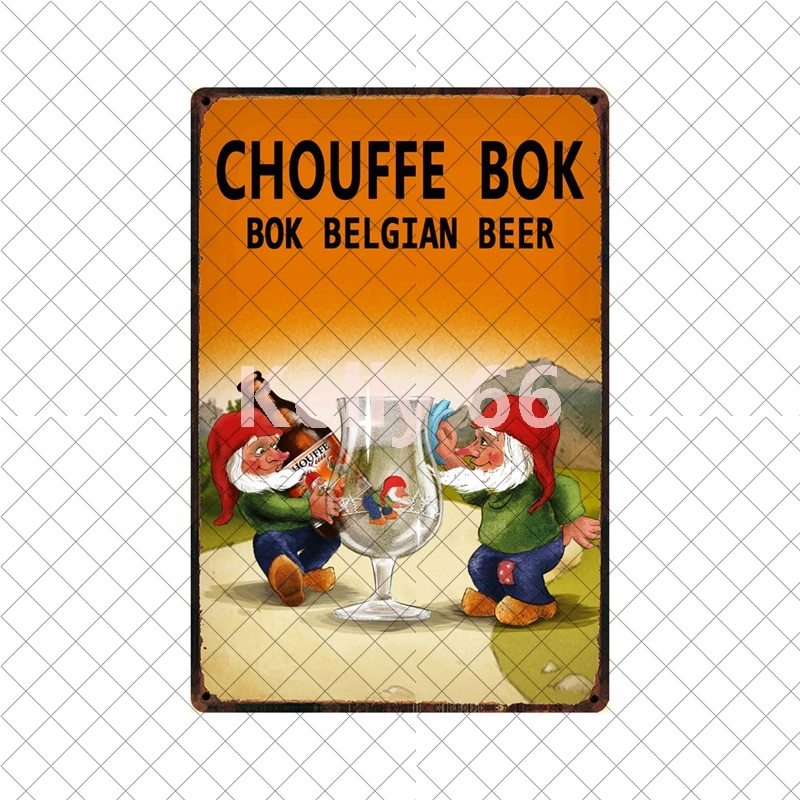[Kelly66] бельгийское пиво La Mc Cherry Nice CHouffe Bok жестяное искусство металлический знак