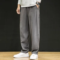 chinese style thin linens casual pants loose plus size straight harem trousers mens clothing 2021 harajuku bottoms male s 5xl