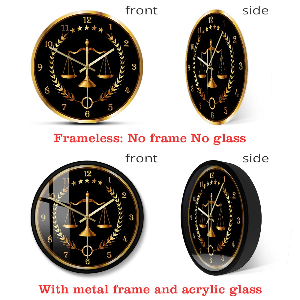 Настенные часы в стиле шкалы справедливости современные не тикают юриста