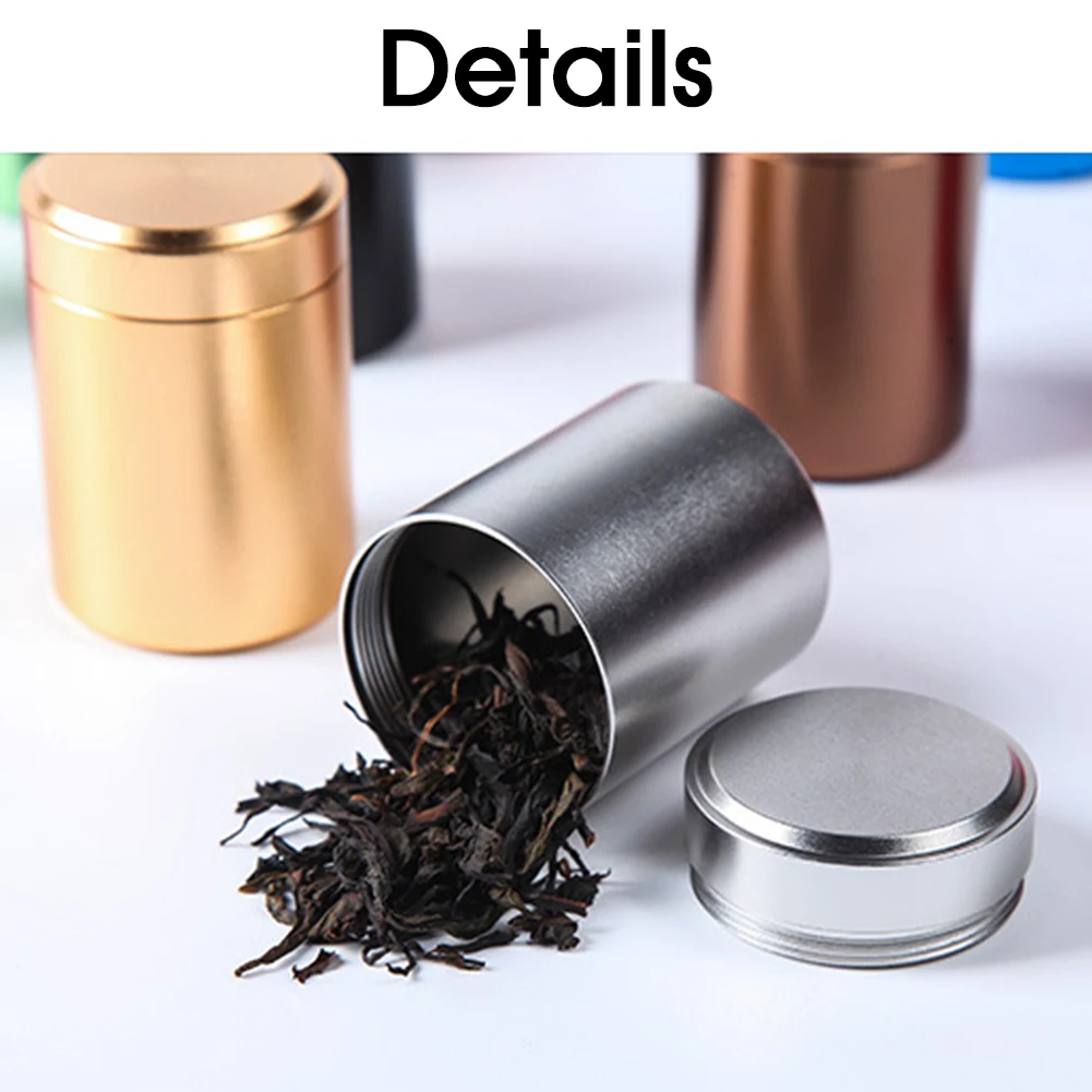 Tea Tin Airtight Smell Proof Canister with Lid Aluminum Containers for Loose Leaf Coffee Sugar Pipe Herb Grinder | Дом и сад