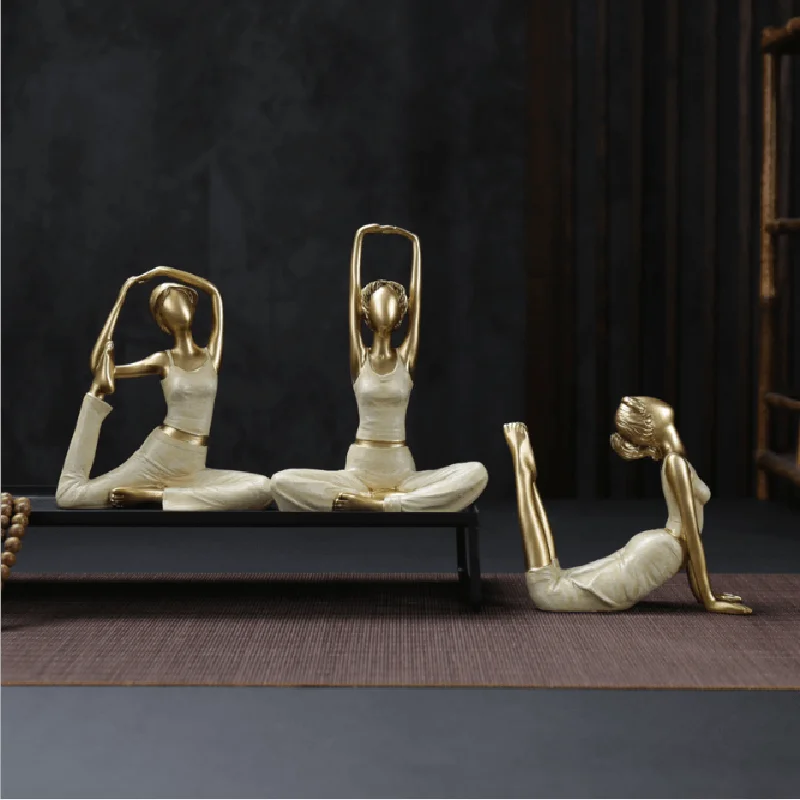 

Art Abstract Meditation Yoga Pose Figurine Statue,Decorative Resin Girl Yoga Scuplture for Home Bookshelf Decor Gift