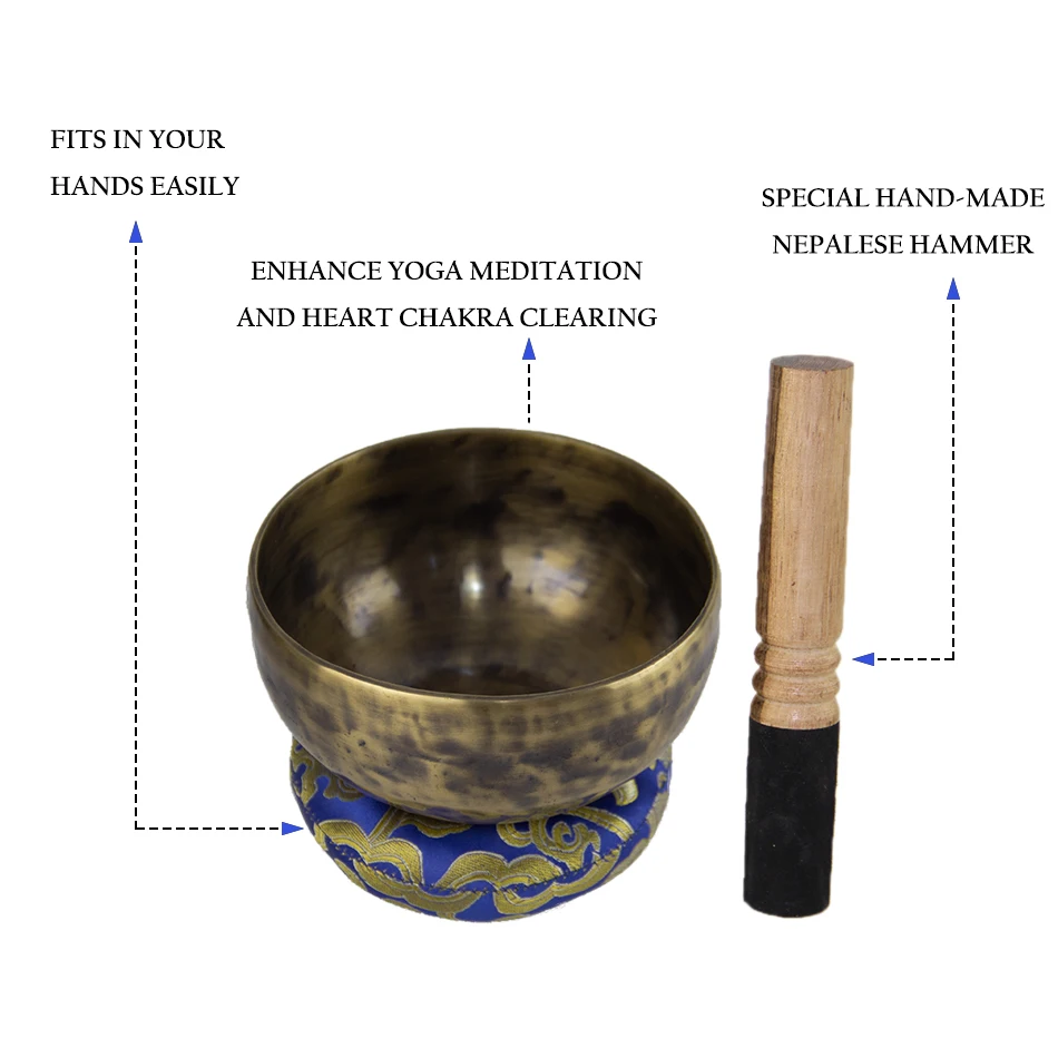 Античные поющие чаши античный дизайн с двойной поверхностью молоток и Йога
