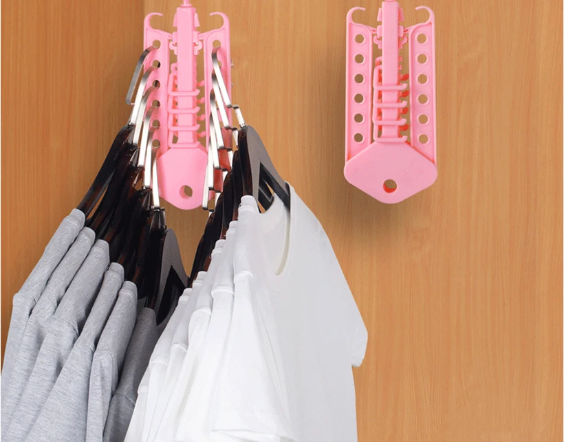 Advanced Design Save Space Hanger Cabinet Clothes Organizer Foldable Windproof Rotatable Household Hook Tie Storage Strong