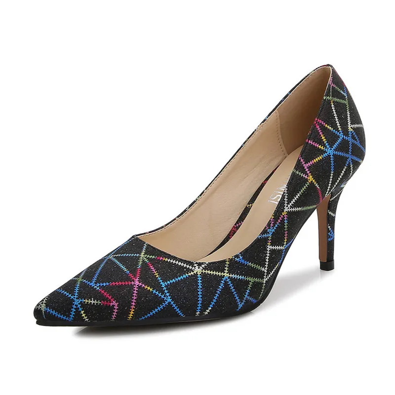 

New Women Sexy High Heel Pumps Pointed High Heels 7.5cm 2021 Brand Pattern Large Size 35-44 Stiletto Fashion Shoes For Ladies
