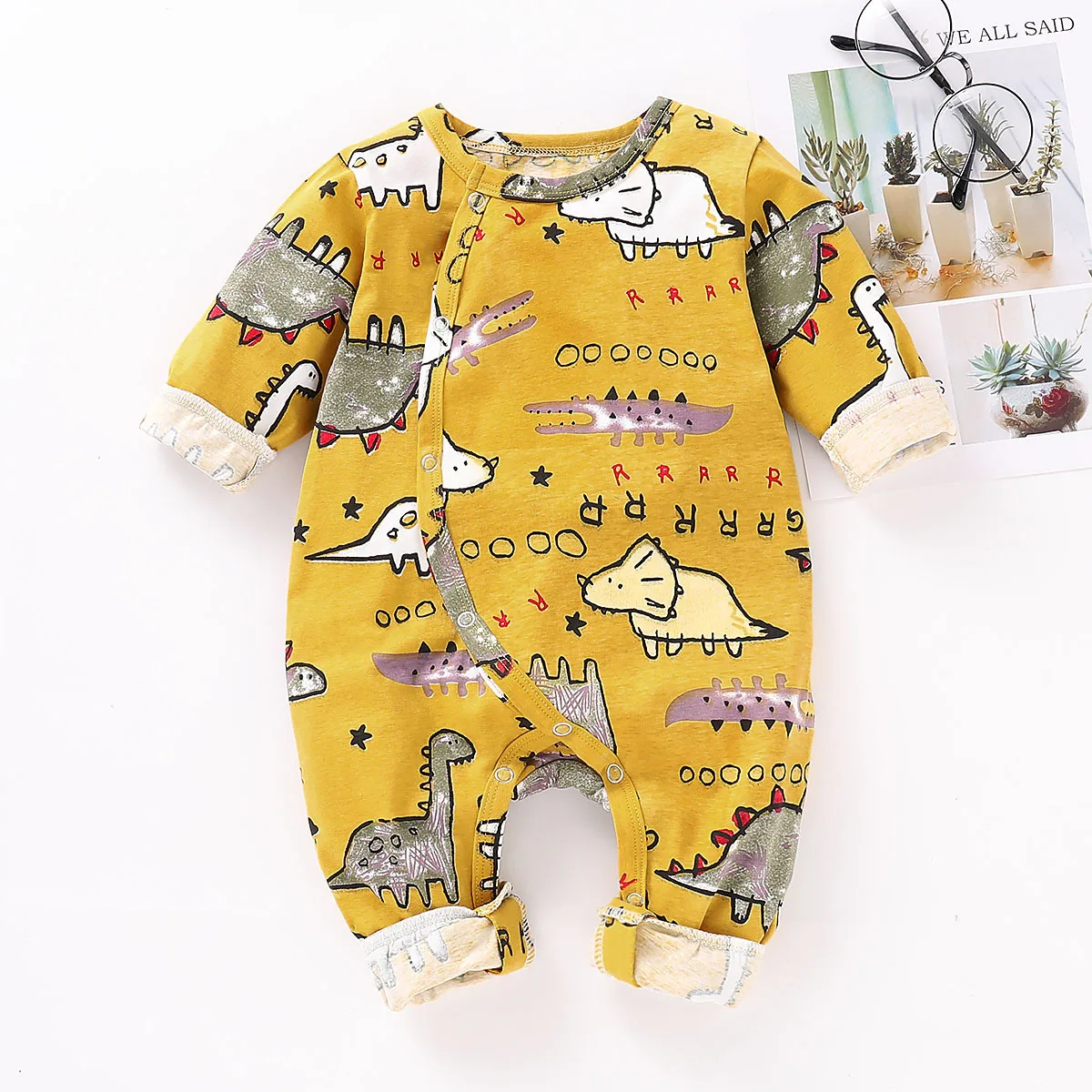 Комбинезон с рисунком животных для новорожденных мальчиков и девочек комбинезон
