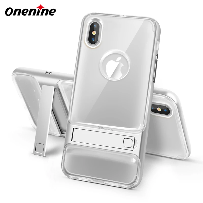 Crystal Silver Чехол для мобильного телефона, чехол для IPhone X XS Max XR, роскошный силиконовый чехол 360, Защитный 3D чехол-подставка для IPhone X - Цвет: Crystal Silver