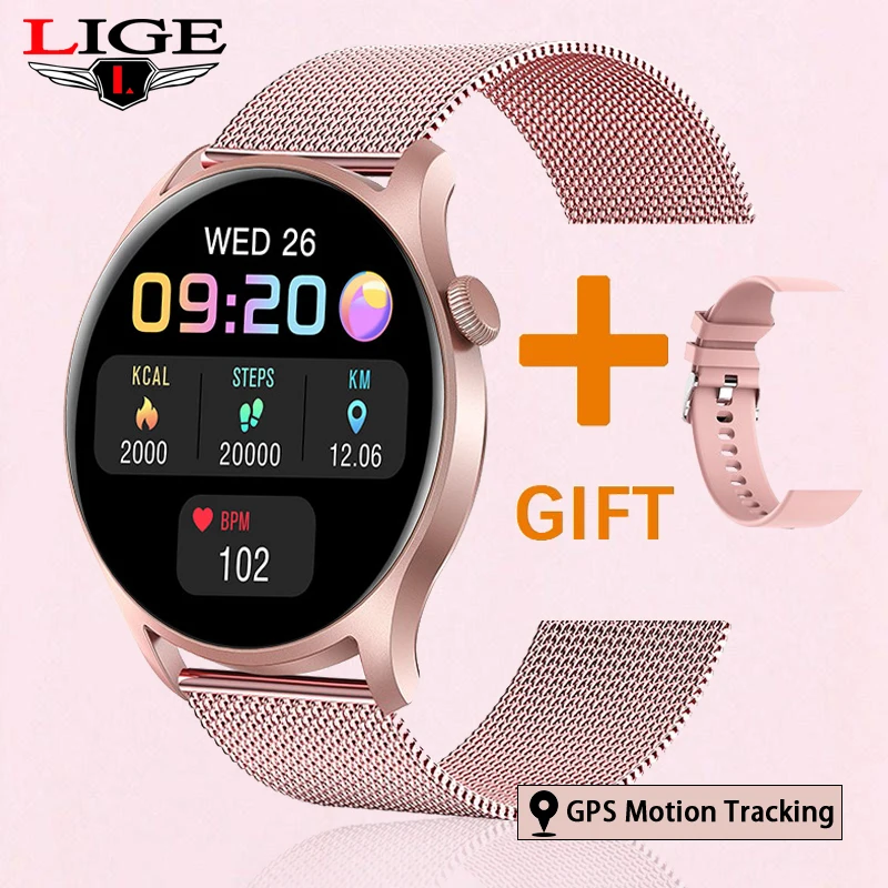 

LIGE Women Smart Watch Real-time Weather Forecast Activity Tracker Heart Rate Sports Mode Ladies Smartwatch Men For Android IOS