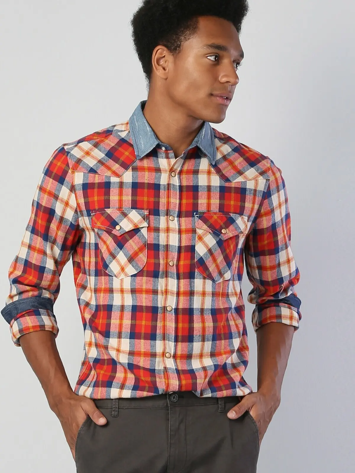 Colins стандартная Brıck с длинным рукавом ShirtMale Модная рубашка для мужчин CL1036307| |