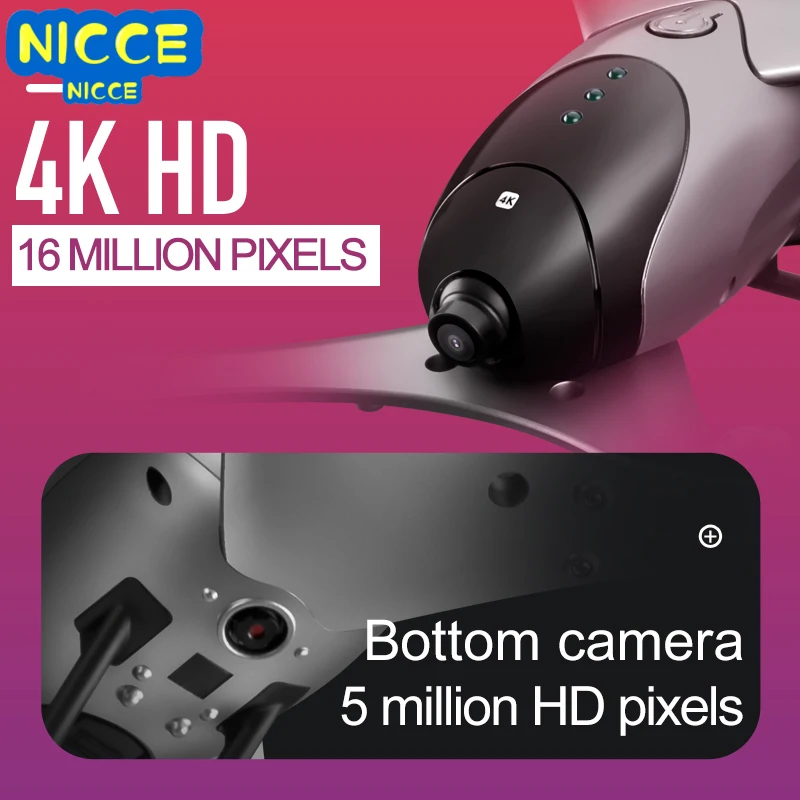 

Nicce PM9 Profession Camera Drone 16MP / 5.0MP Dual camera 4K HD Video RC Drone Gimbal WIFI FPV Quadcopter Altitude Hold