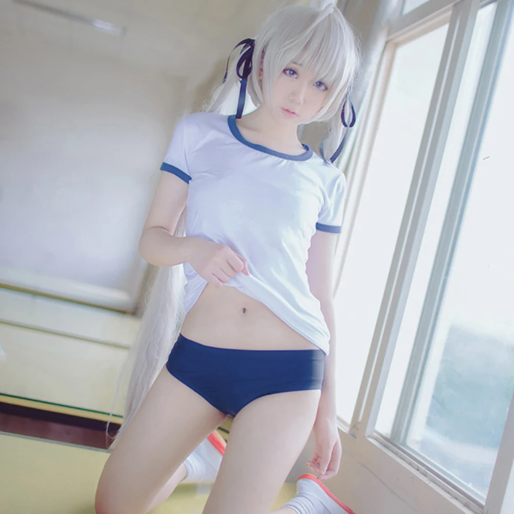 

Yosuga No Sora Kasugano Sora Cosplay Costume Japanese High School Student Sportwear Women Summer Sexy Gym Uniform Two Piece Suit