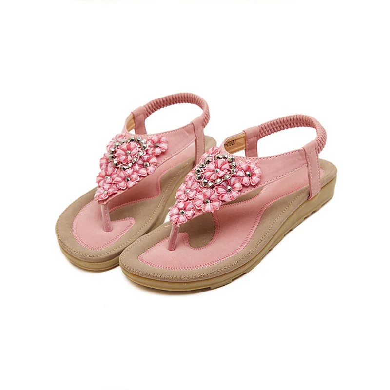 

Big Size EU35-41 Summer Style Women Shoes Flip Flops Sandals Flat Shoes Woman Sandals Rhinestone Floral Sandalias Mujer XKD4024