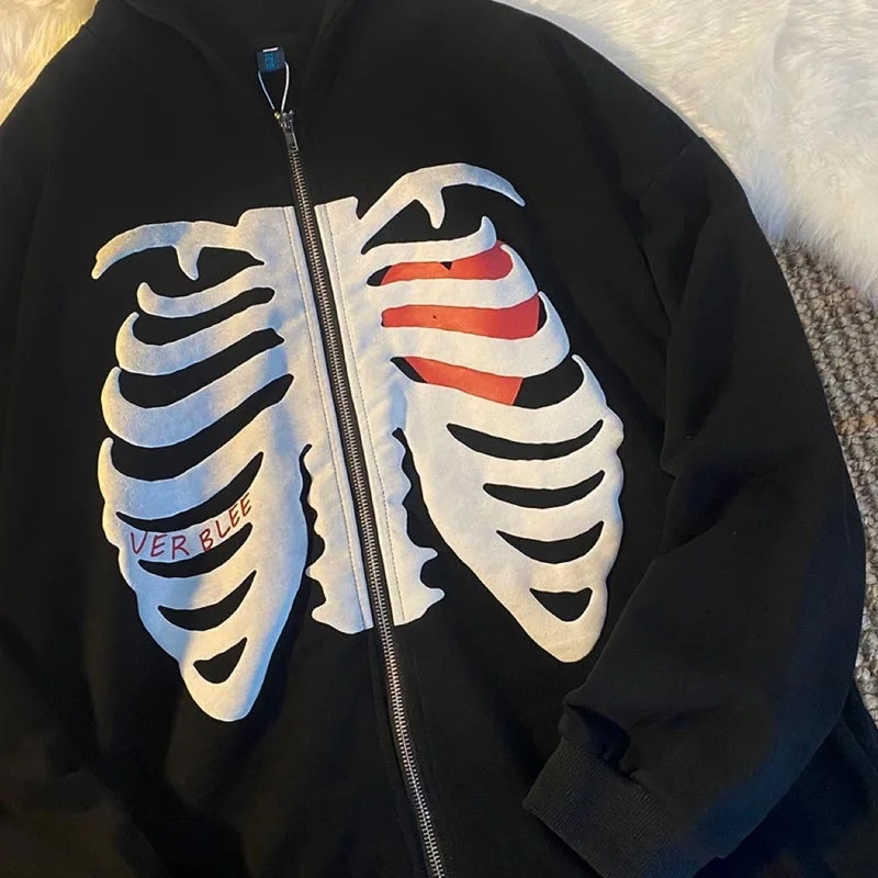 

Куртка Y2K в стиле Харадзюку, свободная Готическая с длинным рукавом и принтом черепа, с капюшоном, Однотонная рубашка в стиле ретро, студенче...