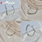 Модный браслет на удачу ELSEMODE, круглый кулон в форме сердца, персонализированный браслет из нержавеющей стали с гравировкой имени для женщин и мужчин, ювелирные изделия, подарок