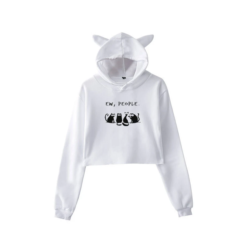 

Hoodie Women's Short Hoodie Streetwear Ladies Casual Long Sleeve Hooded Sweatshirt Top
