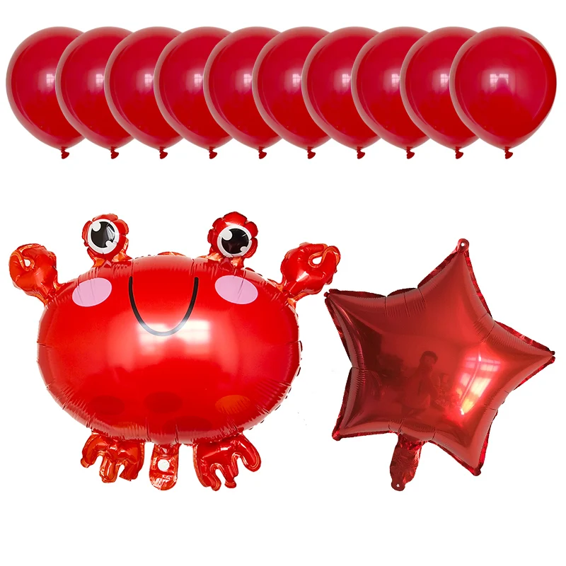 12pc Fish Foil Balloons Birthday Party Shark octopus Clown crab Air Balaos Sea starfish Animal Theme Decor | Дом и сад