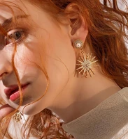 s925 needle fashion frosted sun earrings retro alloy simple wild temperament pearl stud earrings for women jewelry