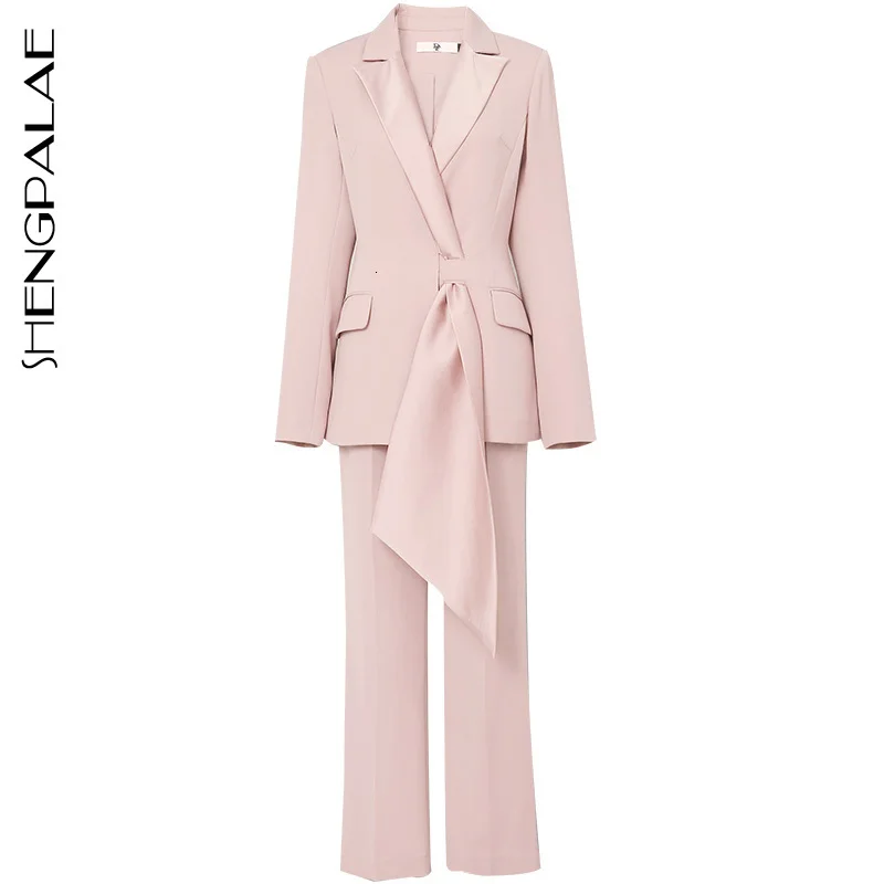 SHENGPALAE 2020 новая весенняя одежда костюм платье темперамент Твинсет сплошной цвет