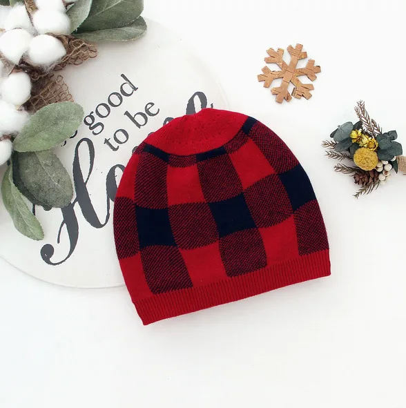 Зимние теплые рождественские шапки для маленьких мальчиков и девочек вязаные
