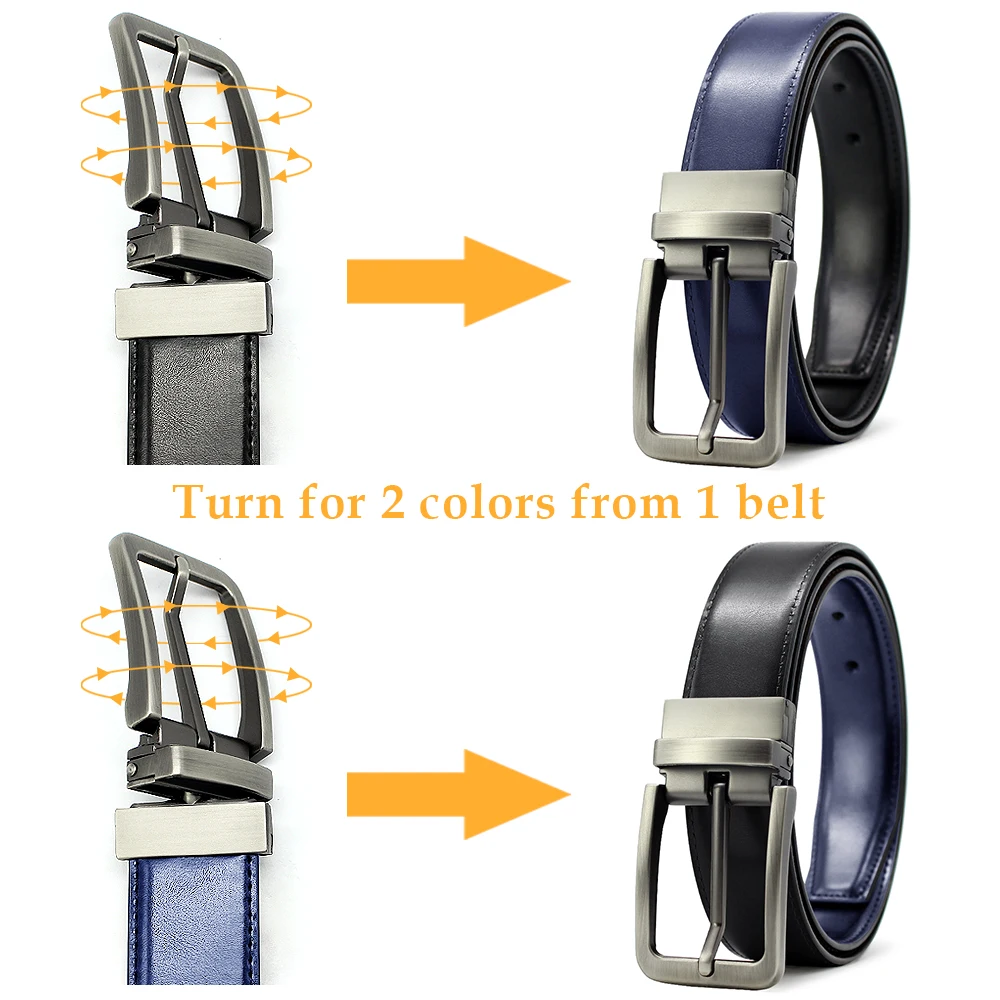 Ремень DOOPAI мужской кожаный двусторонний вращающийся Роскошный пояс с пряжкой